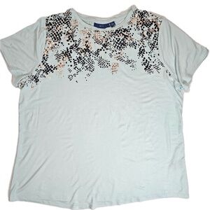 APT. 9 Shirt Womens XL Blue Sequin Glitter Dot Short Sleeve Crewneck Top Sparkle